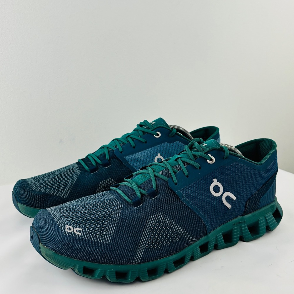 On Cloud X Mens Blue Green Storm Tide Cloudtec Running Shoes Sneakers Size 12.5